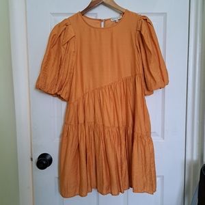 SOLD - Moon River Golden Puff Sleeve Dress